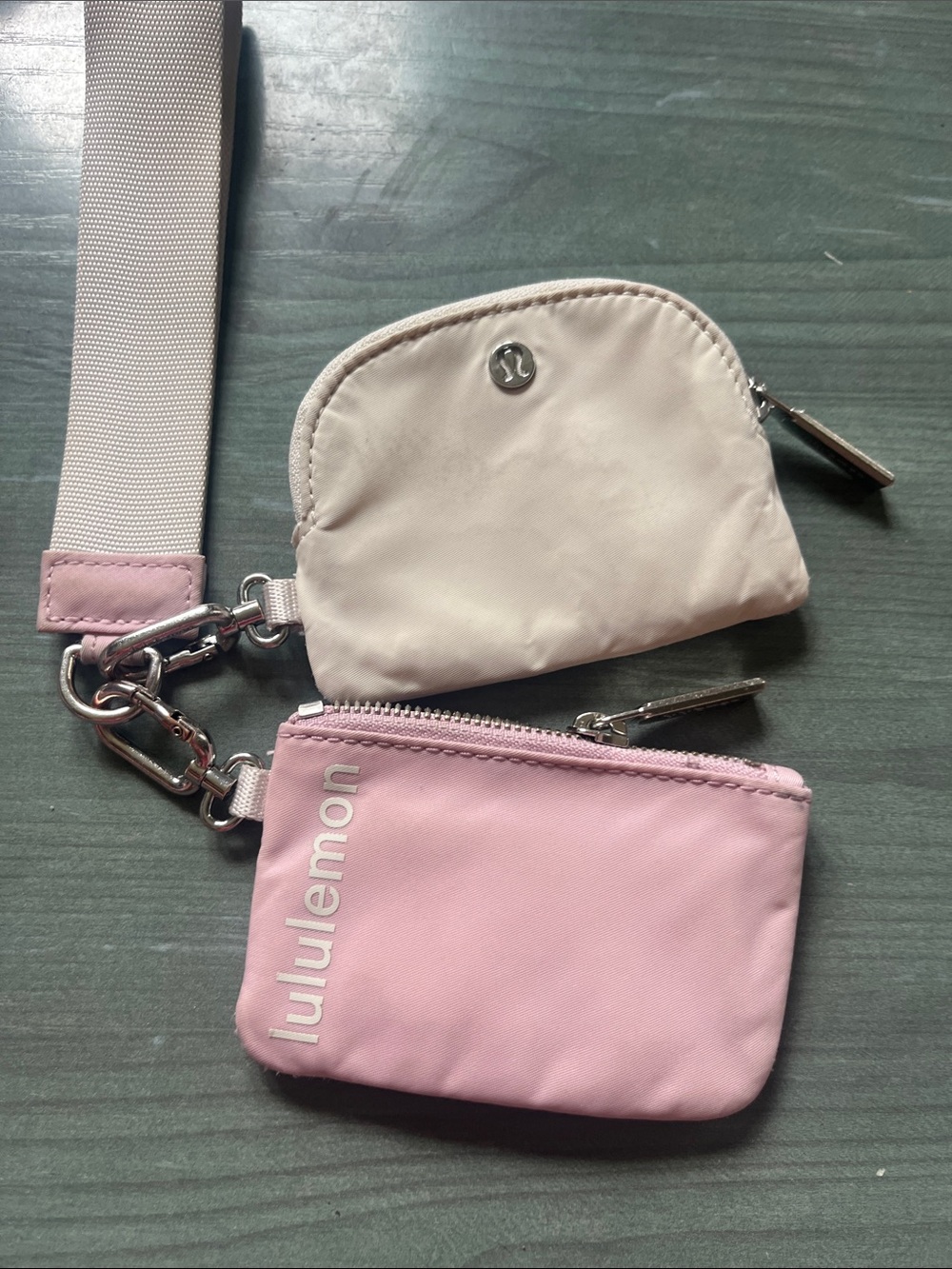 lululemon athletica Pink and Cream Mini Pouch Set with Detachable Strap